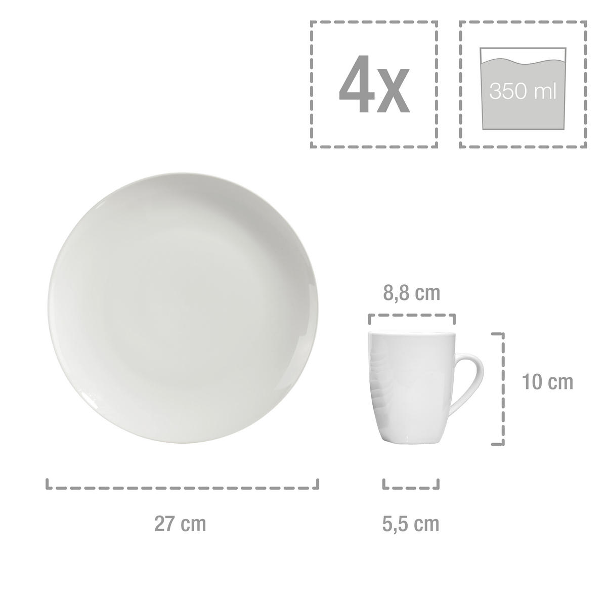 KOMBISERVICE NEW PORT - 16 teilig aus Porzellan - Weiß, Keramik (31/32/31cm) - Sänger