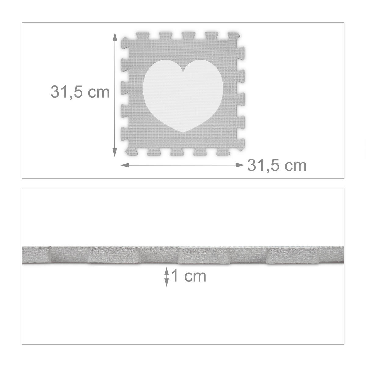 PUZZLEMATTE - Weiß/Grau, Kunststoff (31.5/31.5cm) - Relaxdays