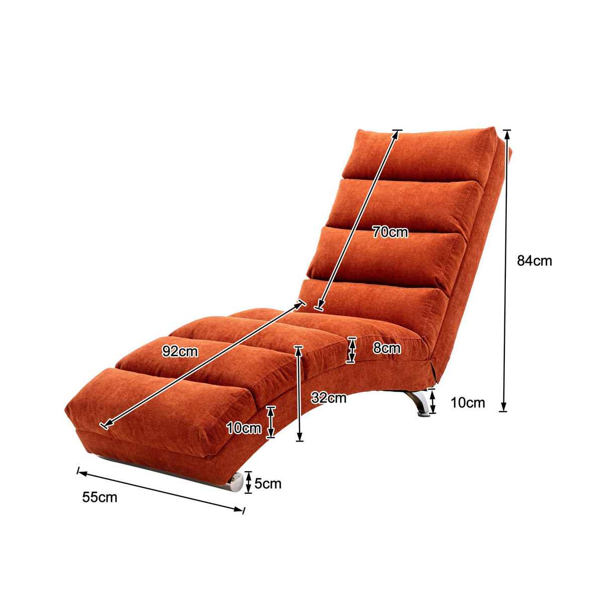 RELAXLIEGE Liegesessel,Relaxsessel,Leinenstoff,Orange - Orange, Textil (55/84/148cm) - LVHOM