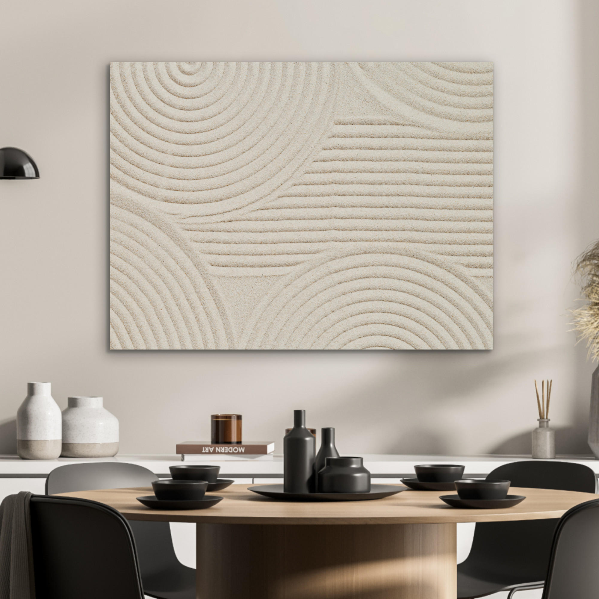 AKUSTIKPANEEL Muster - Abstrakt - Weiß 80x60 cm - Beige, Textil (80/0.9/60cm) - MuchoWow