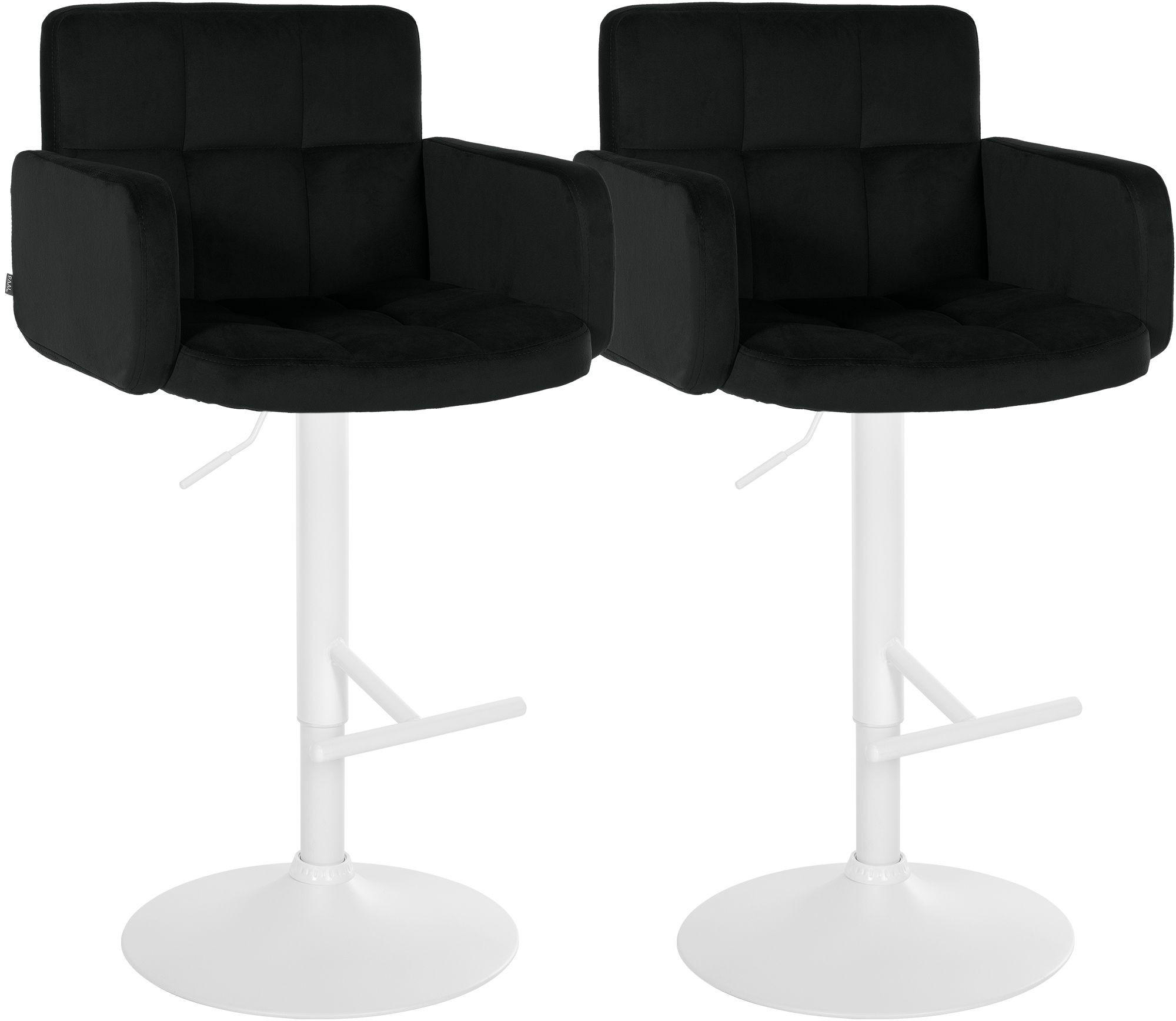 BARHOCKER 2 Samt Schwarz - Schwarz/Weiß, Textil/Metall (60/93/56cm) - CLP