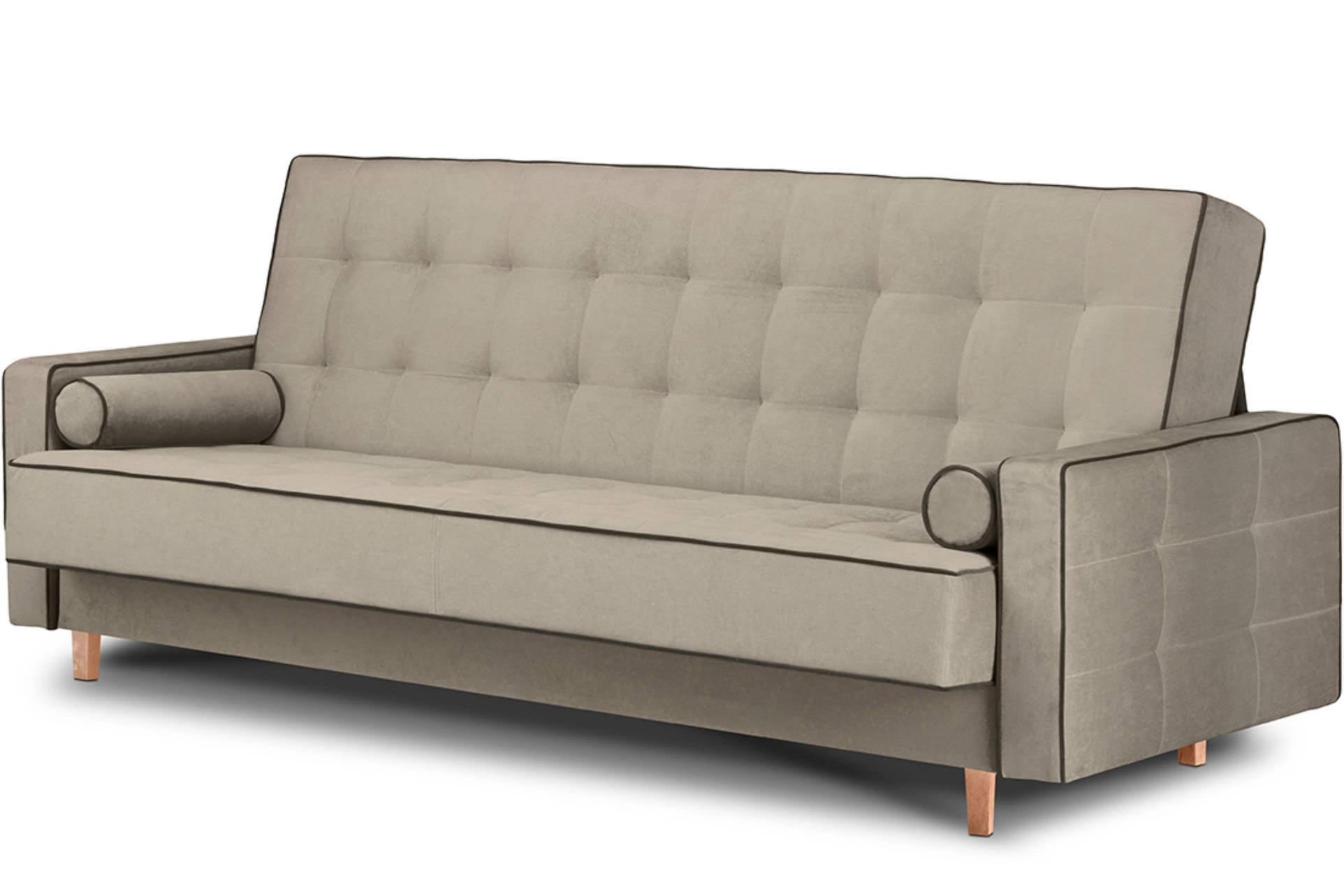 3-SITZER-SCHLAFSOFA DOZER mit 2 Zierkissen und Wellenunterfederung, Beige - Beige, Textil (223/94/93cm) - KONSIMO®