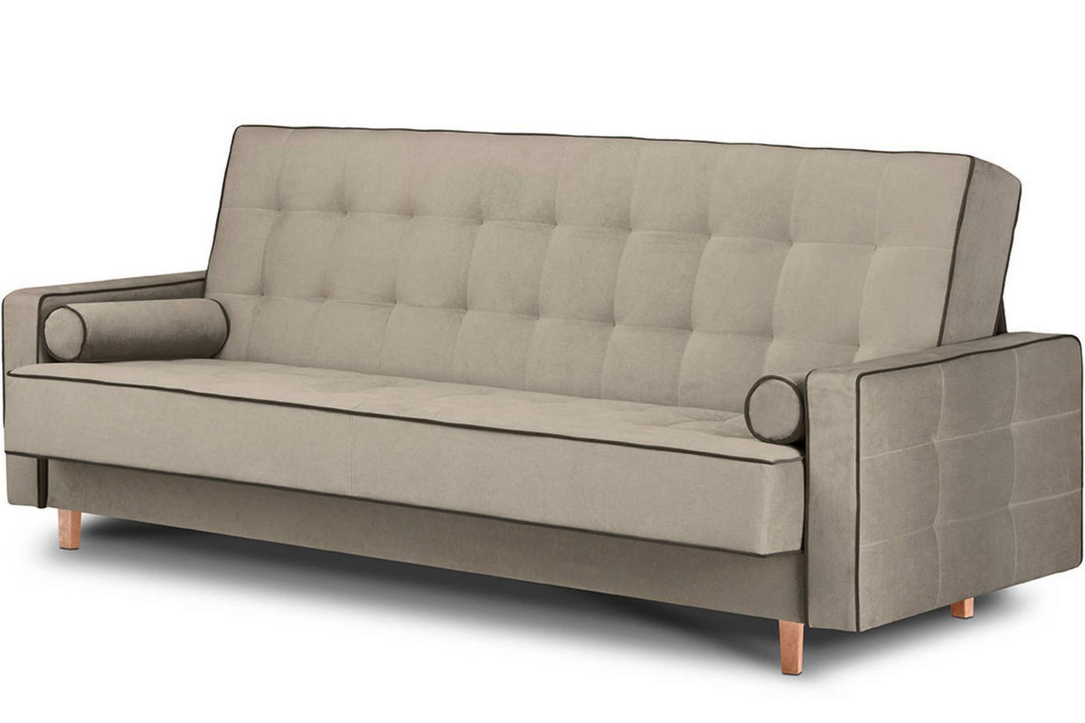 3-SITZER-SCHLAFSOFA DOZER mit 2 Zierkissen und Wellenunterfederung, Beige - Beige, Textil (223/94/93cm) - KONSIMO®