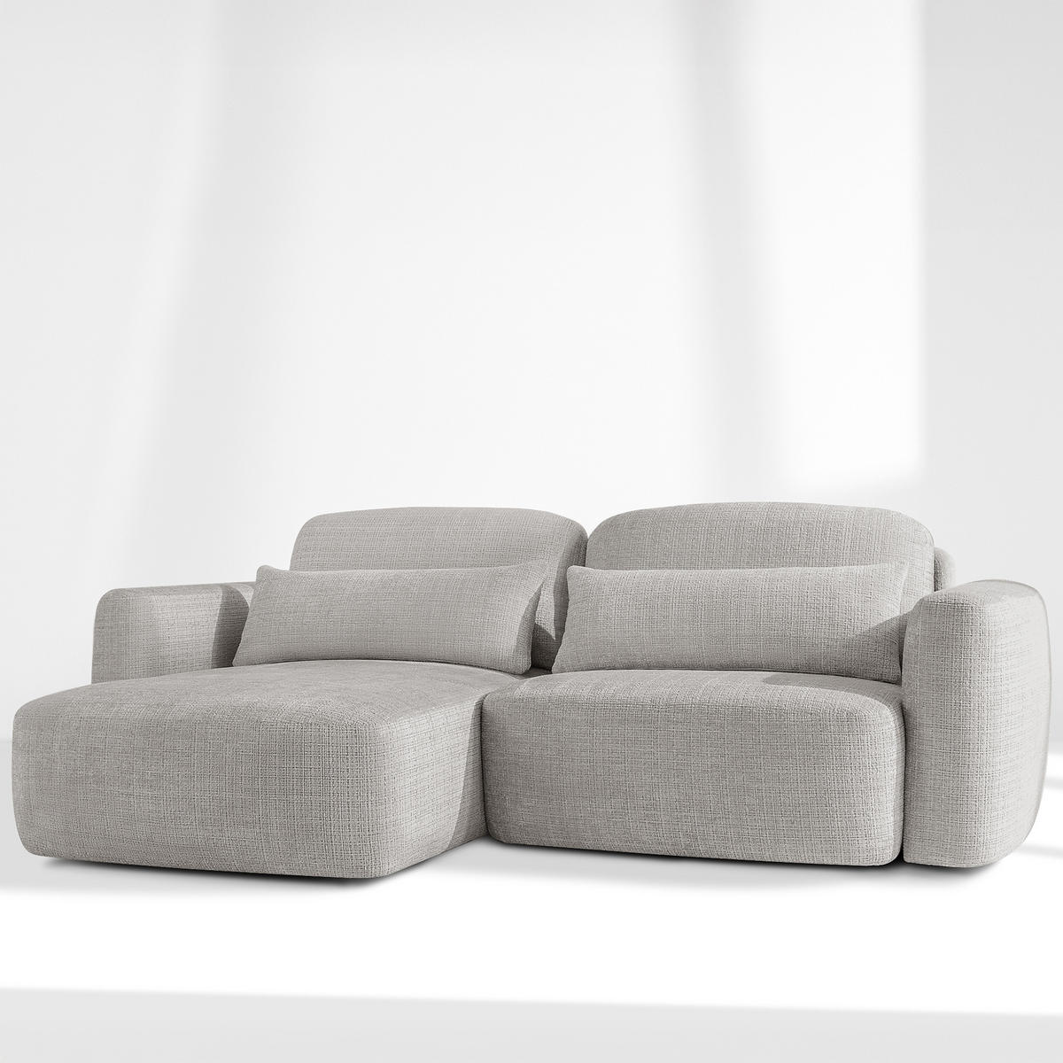 SITZGARNITUR ELOSA - Hellgrau, Holz/Textil (245/85/165cm) - KONSIMO®