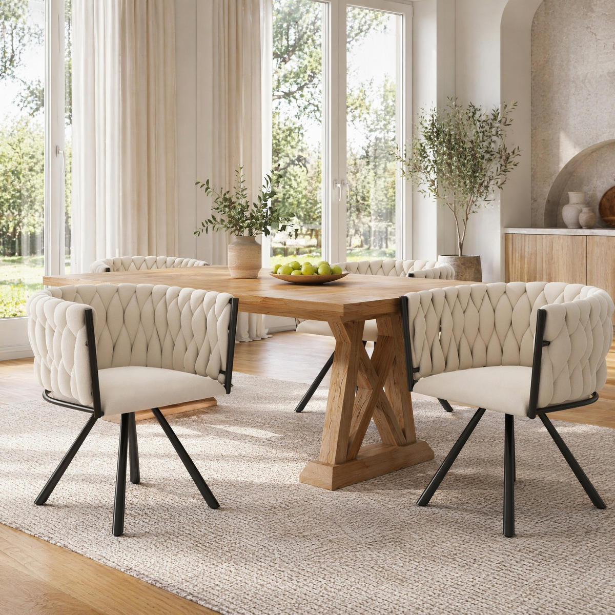 ESSZIMMERSTUHL 2er-Set Beige mit 360°-Drehfunktion - Beige, Textil (59/72/54cm) - MIVRAY