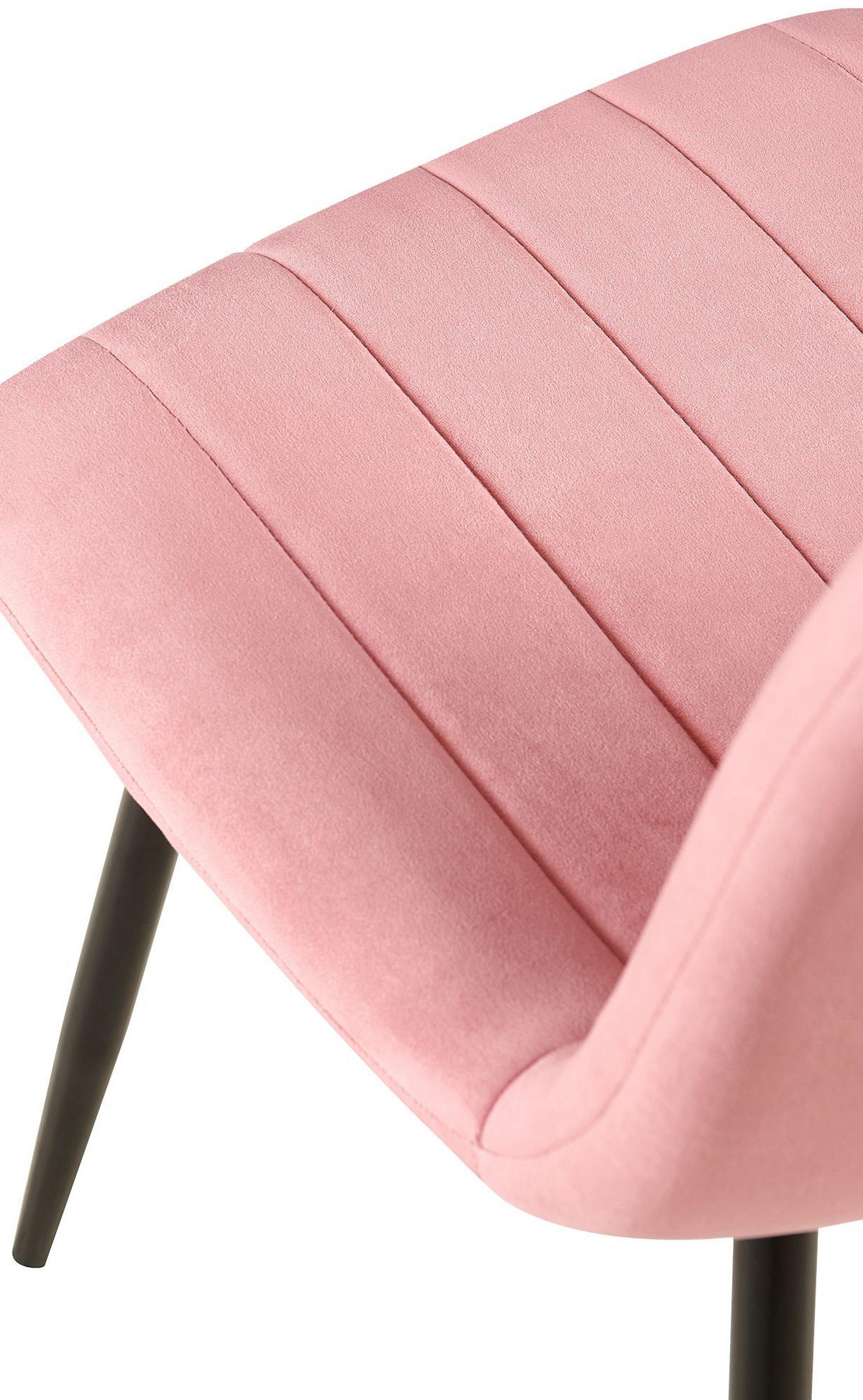 STUHL 4er Set Samt Pink - Pink/Schwarz, Textil/Metall (45/88/53cm) - CLP