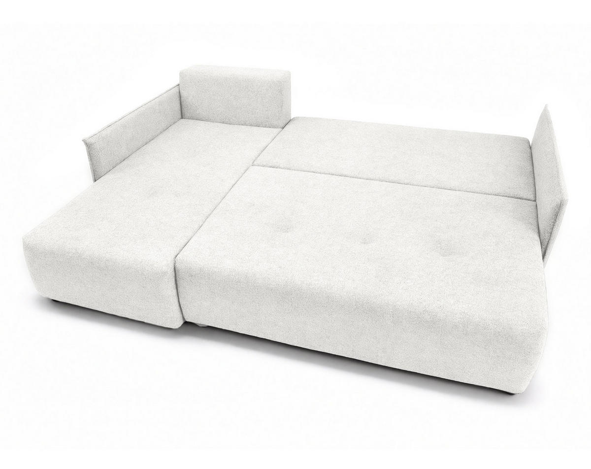 ECKSOFA L Form Damascus Weiß 212/143/88 cm Links mit Schlaffunktion - Schwarz/Weiß, Kunststoff/Textil (143/212cm) - AX Living