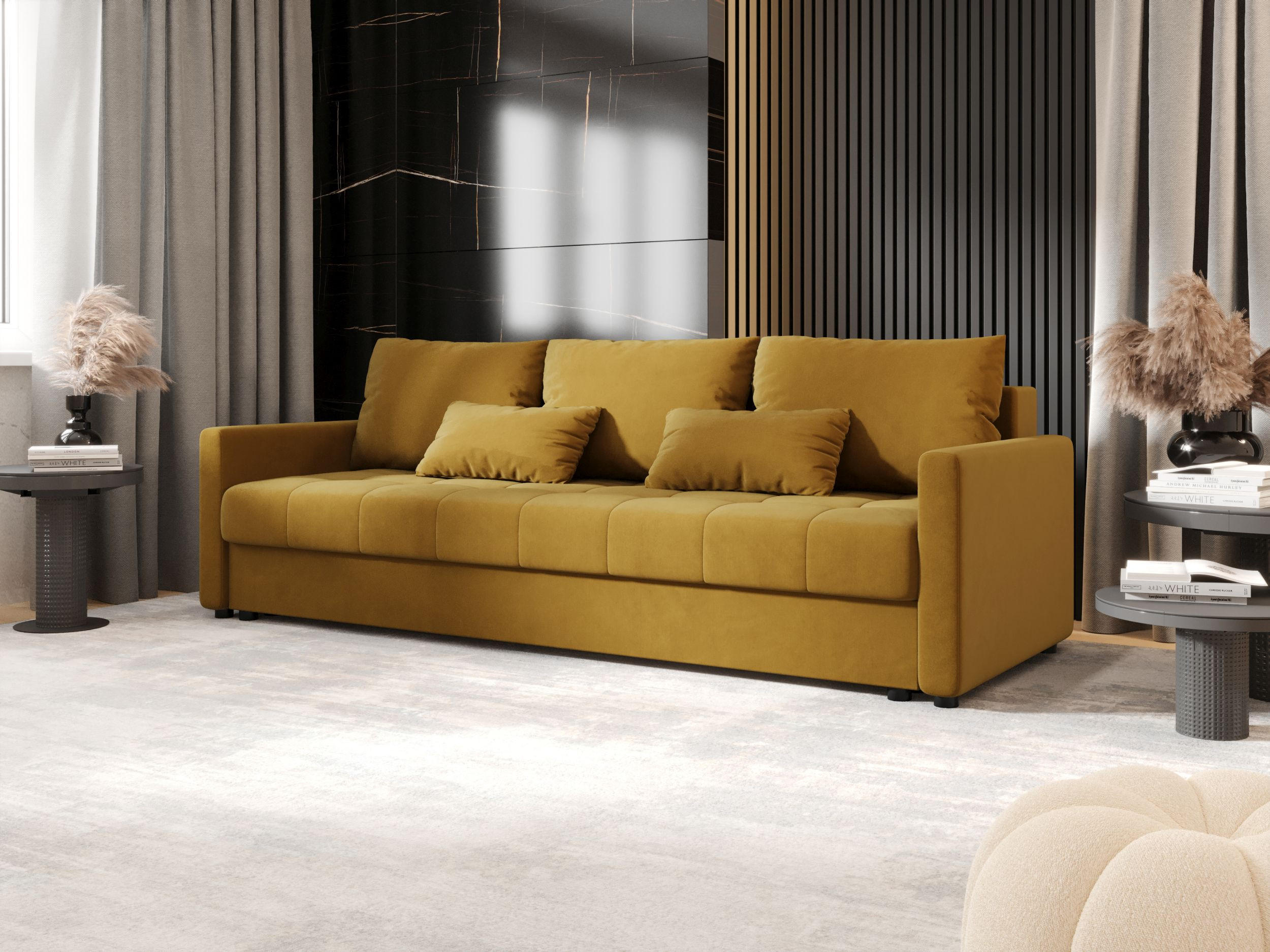 SOFA MOS mit Schlaffunktion ITAKA 33 mit Stauraum - Goldfarben, Textil (84/72/220cm) - Bedante