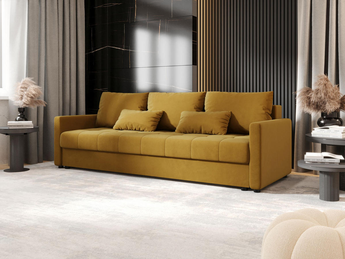 SOFA MOS mit Schlaffunktion ITAKA 33 mit Stauraum - Goldfarben, Textil (84/72/220cm) - Bedante