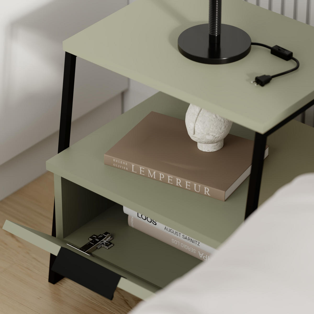NACHTTISCH Pal Aschgrün 45/40/50 cm - Grün, Holzwerkstoff (45/50/40cm) - Decortie