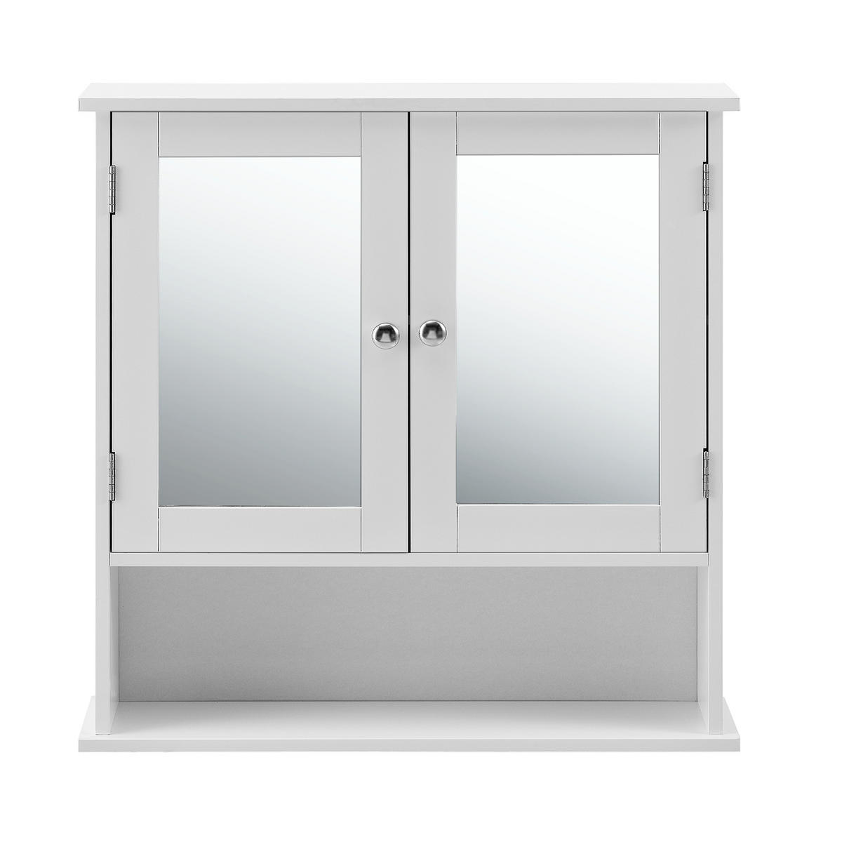 SPIEGELSCHRANK - Weiß, Holzwerkstoff (56/58/13cm) - [en.casa]