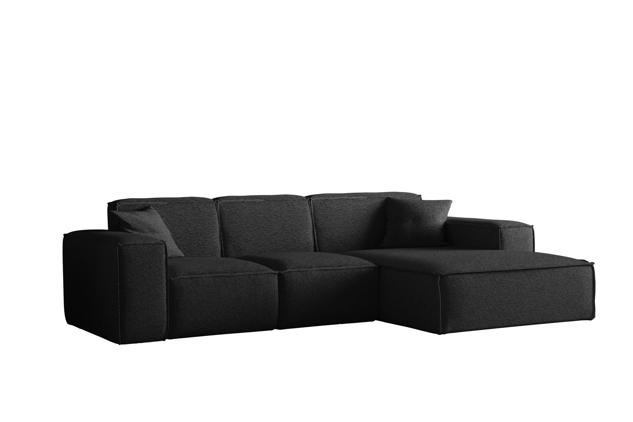 ECKSOFA Ottom Celes Premium Ascot Bukla - Schwarz, Holzwerkstoff/Textil (266/165cm) - Fun Möbel
