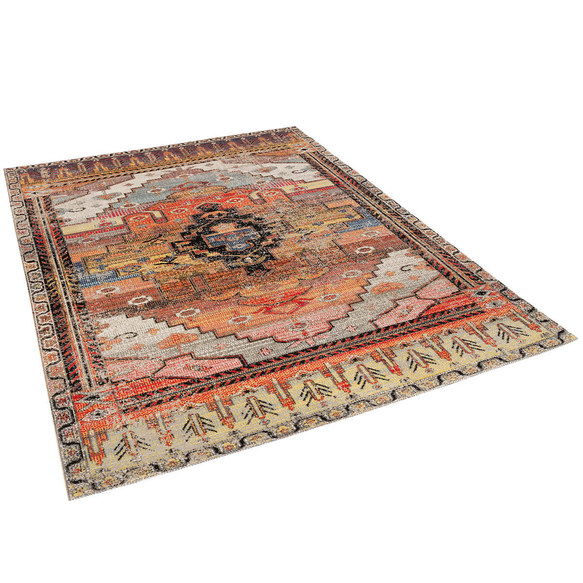 KURZFLOR DESIGNER TEPPICH MODERN VINTAGE ORIENT MUSTER - Rostfarben, Textil (200/290cm) - Pergamon