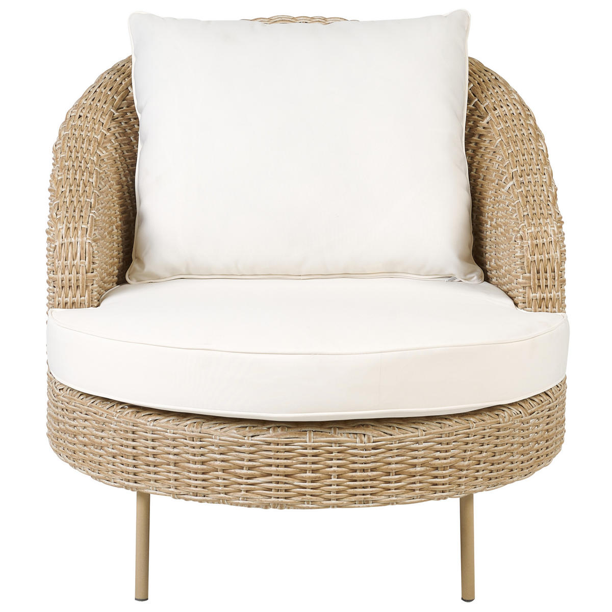 SESSEL mit Ottomane Rattan PE natürlich Arcille - Naturfarben, Kunststoff (80/80/151cm) - Beliani