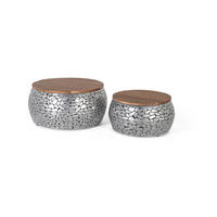 TISCH-SET 2 Mangoholz und Aluminium - Braun, Holz (55/55/30cm) - Giner y Colomer