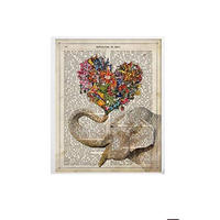 POSTER Elefant Mit Blumen-Bouquet A4 Rahmenlos - Klar, Papier (29.7/5/21cm) - Nacnic