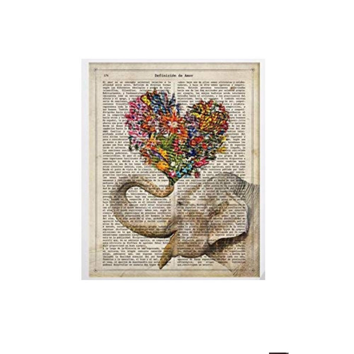 POSTER Elefant Mit Blumen-Bouquet A4 Rahmenlos - Klar, Papier (29.7/5/21cm) - Nacnic