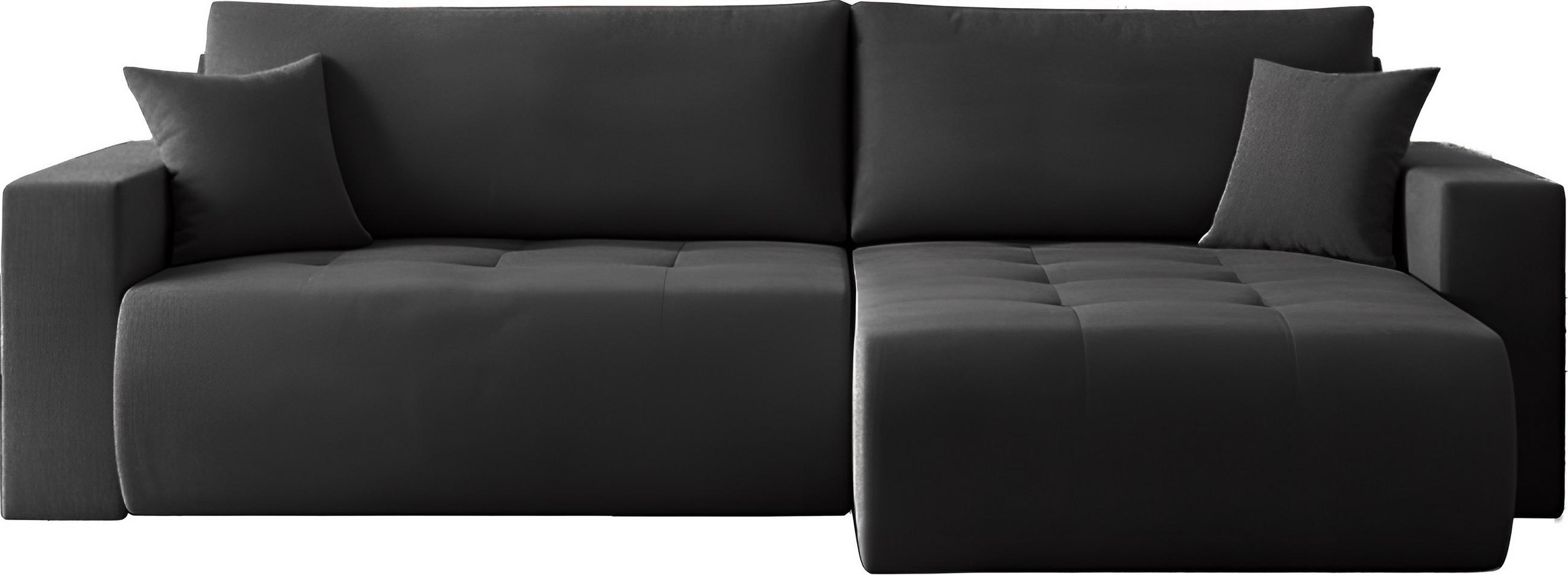 ECKSOFA Alva 3-Sitzer Universall Rechts/Links, Strukturstoff Dunkelgrau 277/154/83 cm - Schwarz, Textil (277/154cm) - WFL GROUP