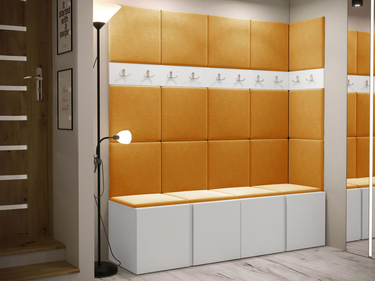 GARDEROBEN-SET Orion II - Weiß/Orange, Holzwerkstoff/Kunststoff (168/186/46cm) - MIRJAN24