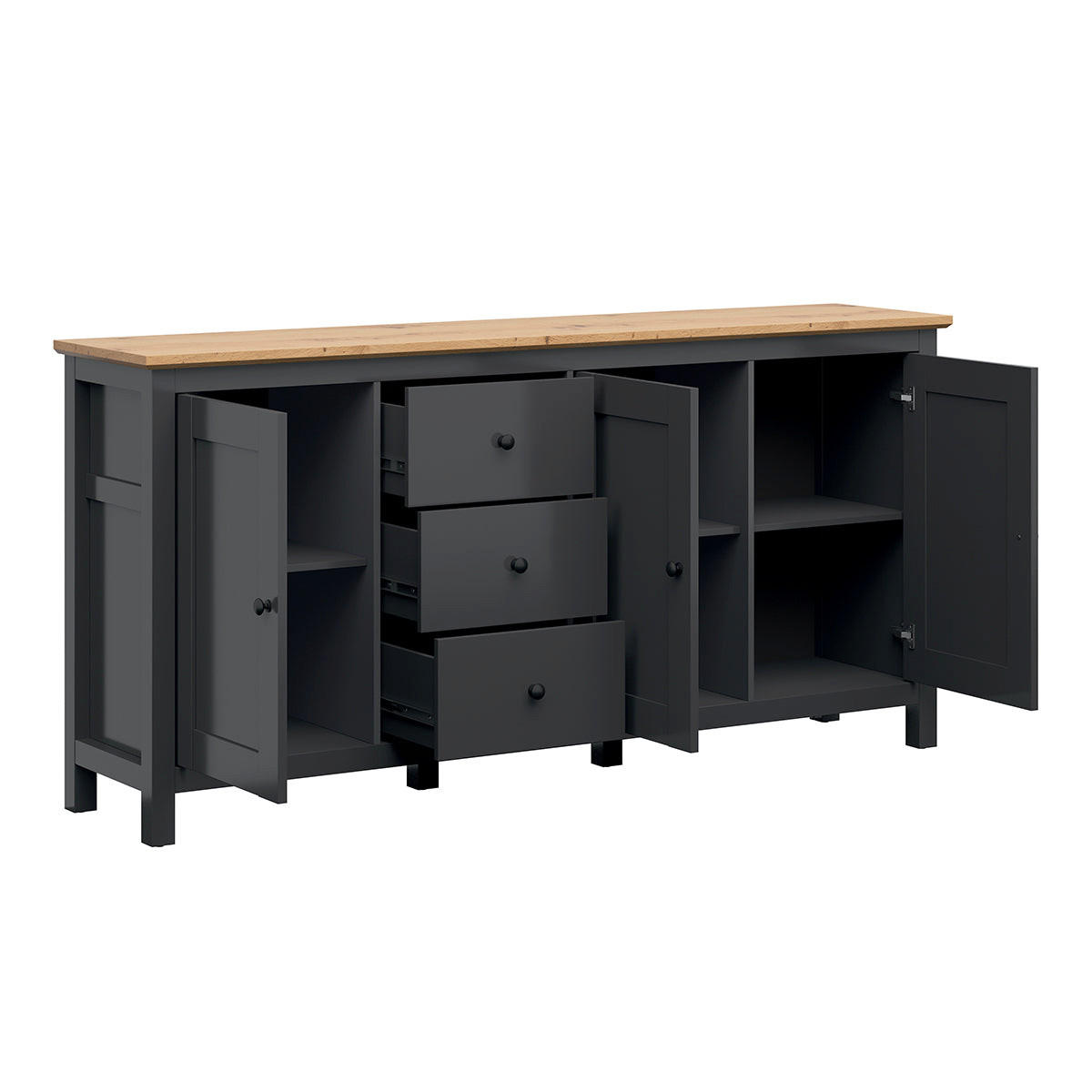 SIDEBOARD Duck Anthrazitgrau und Holz - Grau, Holzwerkstoff (199/96/44cm) - Petits-meubles