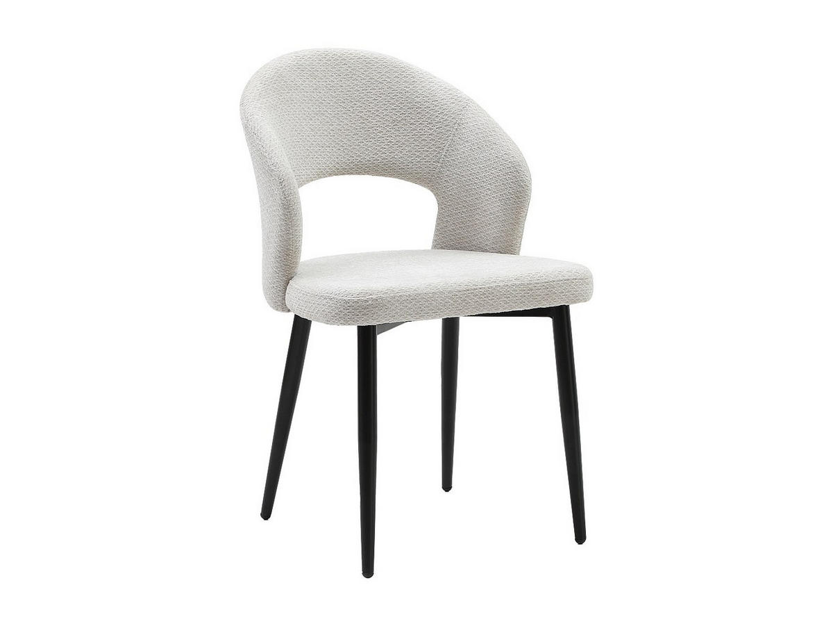 STUHL 2er-Set - Stoff & schwarzes Metall - Grau - NIYAMA - Hellgrau, Textil (56/81/50cm) - Vente-Unique