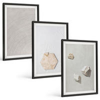 BILDER SET 3er Set - 40x60 cm Schwarzer Rahmen - Leichte Boho-Sandtexturen - Schwarz, Kunststoff (40/60cm) - TULUP