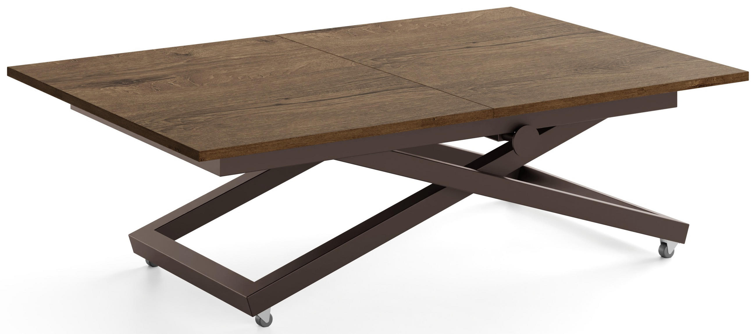 COUCHTISCH Axen höhenverstellbar ausziehbar, Eiche Braun Rustikal 120-160/80/38-75 cm - Alteiche/Braun, Holzwerkstoff/Metall (80/160/75cm) - WFL GROUP