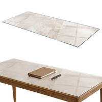 TISCHPLATTE 125x50 cm Marmorstrukturmuster - Creme, Glas (0.4/125/50cm) - TULUP