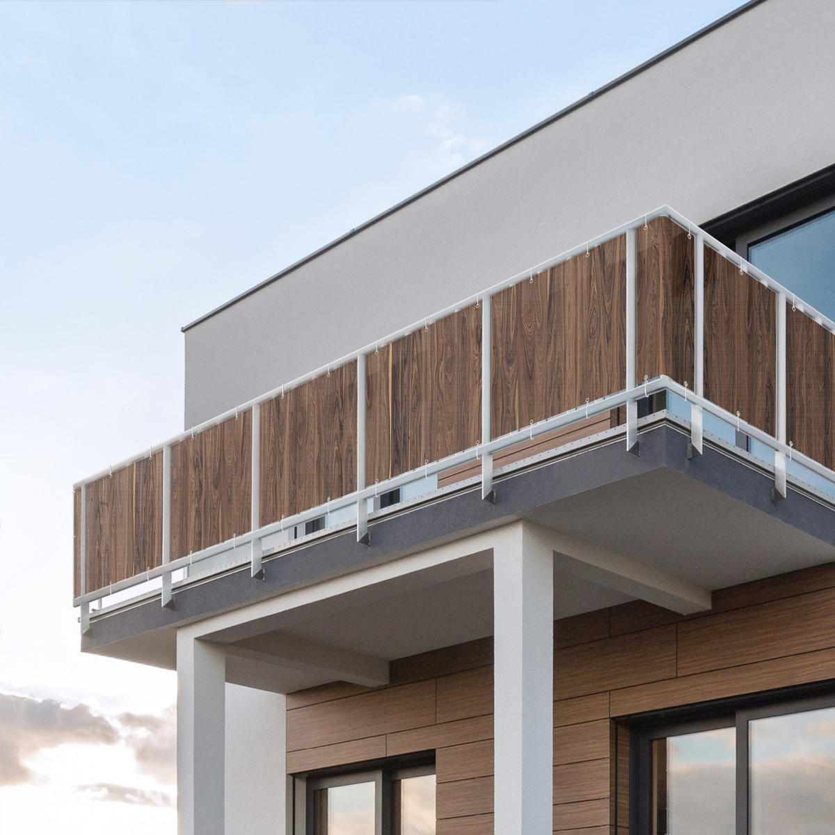 BALKON SICHTSCHUTZ Santos Palisander 400/75 cm - Braun, Kunststoff (400/75cm) - Bilderwelten