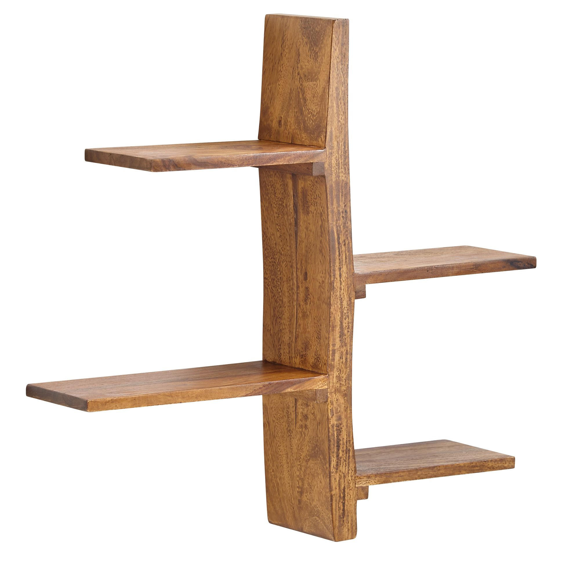 WANDREGAL Massivholz Baumform 58x60x15 cm mit 4 Ablagen - Braun, Holz (58/60/15cm) - KADIMA DESIGN