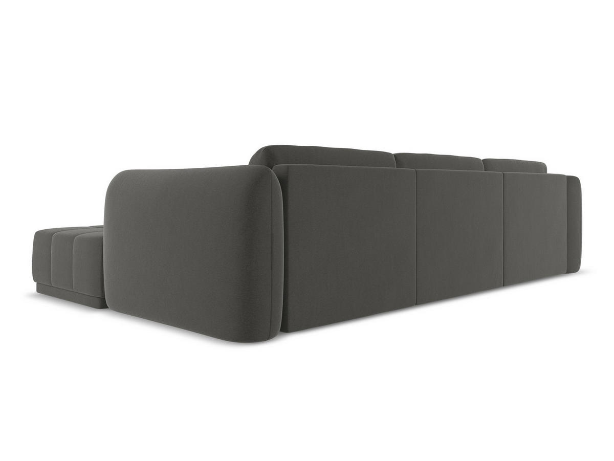 ECKSOFA Rechts Samt Stoff Grau - Dunkelgrau/Schwarz, Kunststoff/Textil (290/170cm) - Makamii