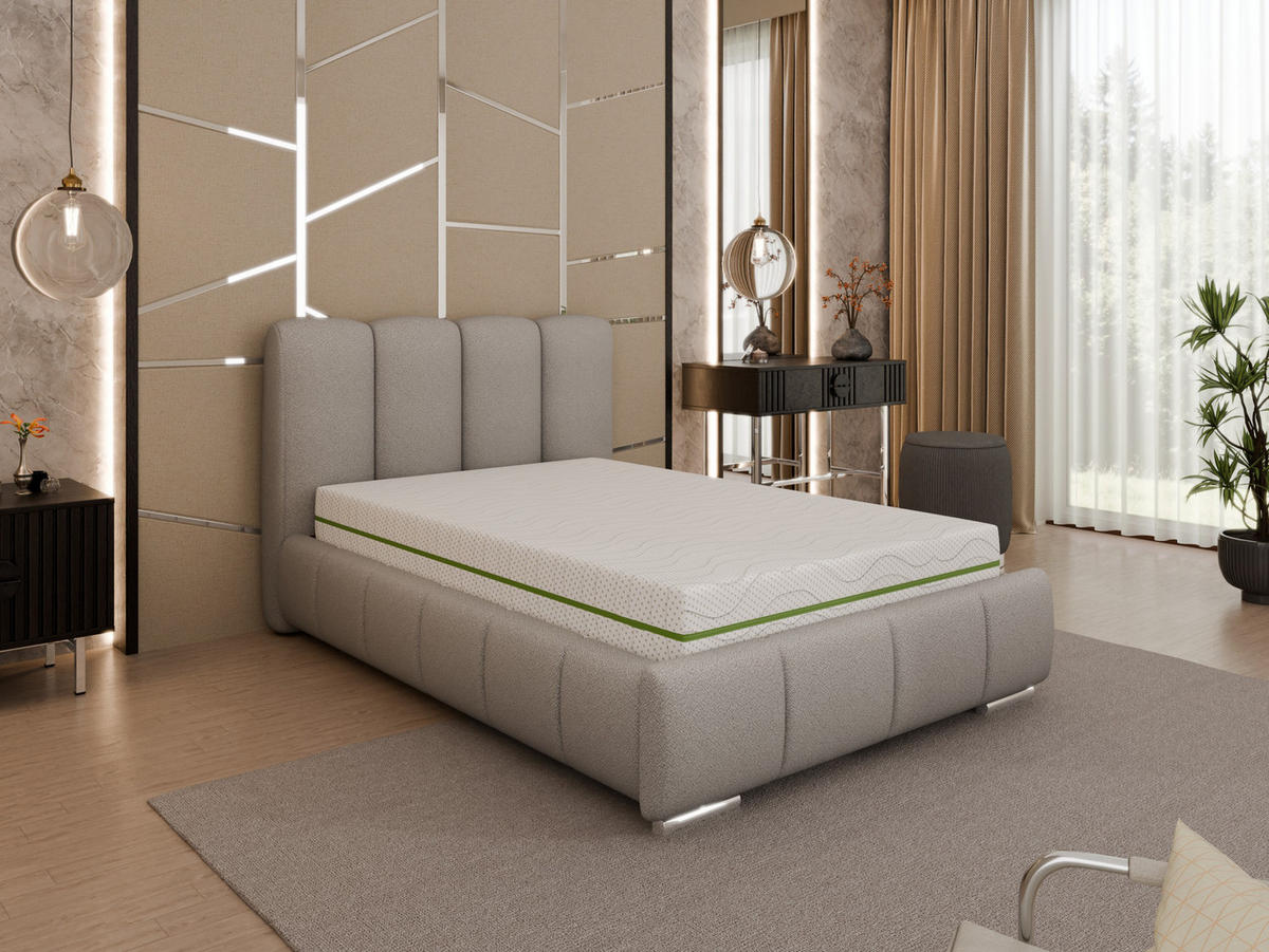 POLSTERBETT Zaira 120x200cm – Elegantes Polsterbett für modernen Wohnstil , ZONIERTE MULTI-TASCHEN-FEDERKERN (24cm), hellgrau - Hellgrau, Holz (90/200cm) - Homesy