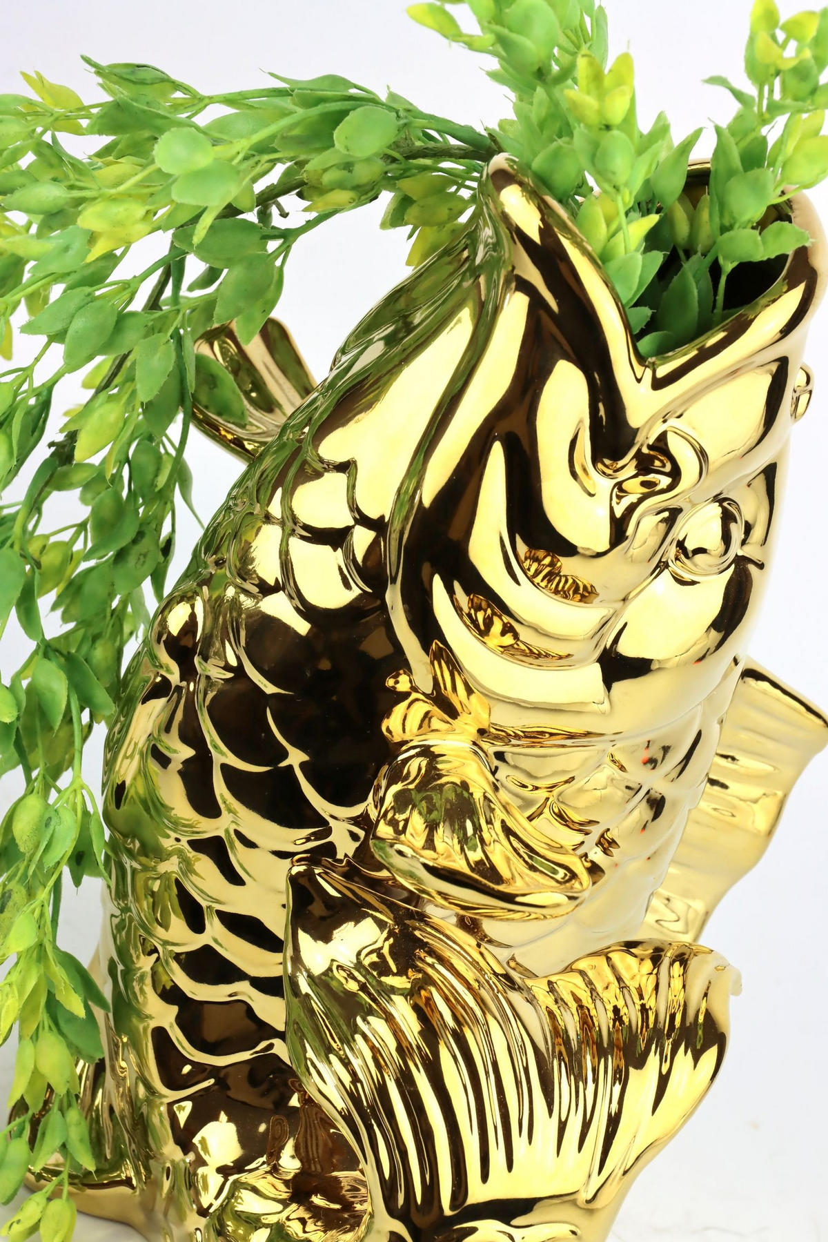 VASE Lucky Fish Goldfarben - Weiß, Keramik (30cm) - FURNARO
