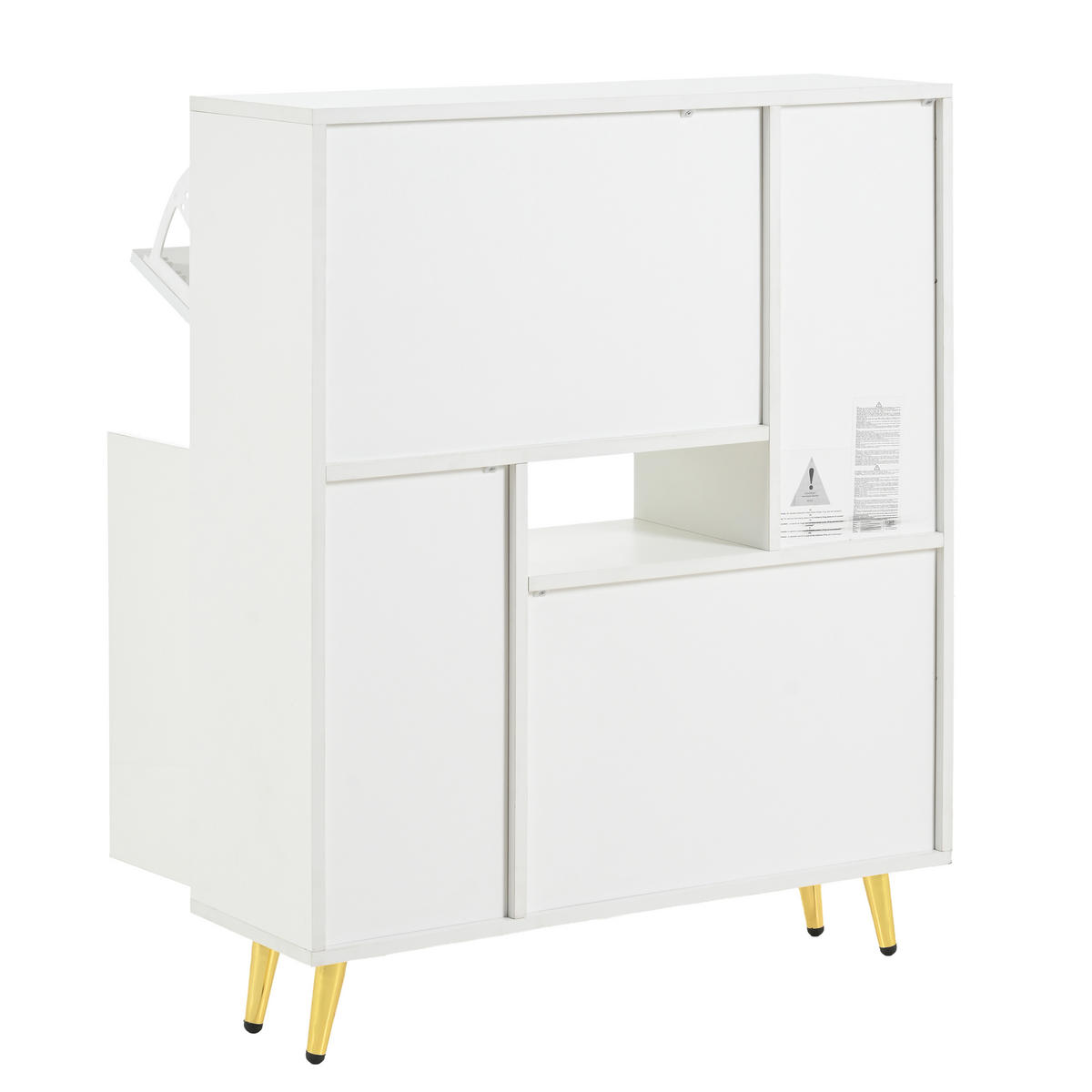 SCHUHKIPPER in Weiß Hochglanz mit LED-Beleuchtung - Weiß, Holzwerkstoff (80/96/25cm) - Urban Meuble