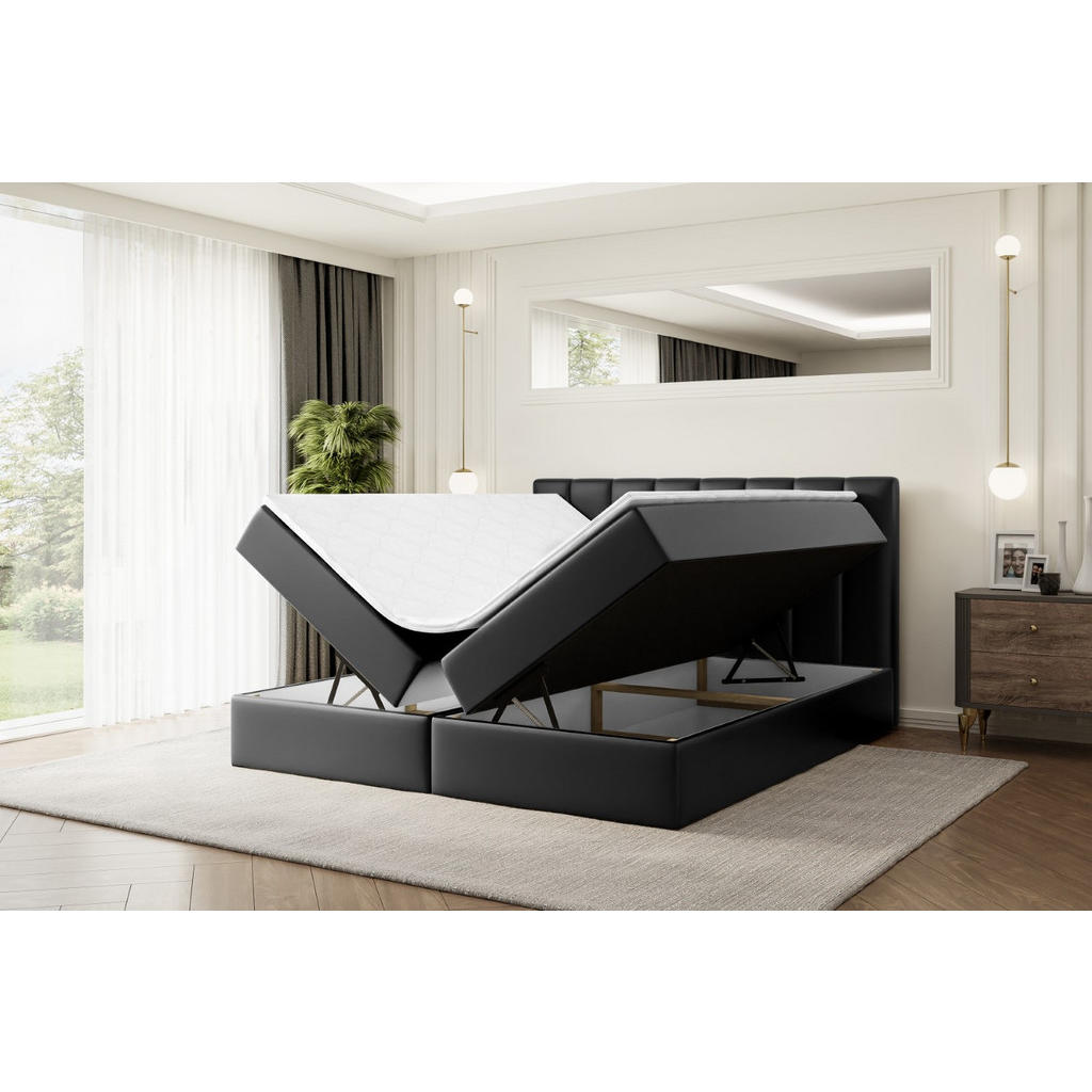 Thumbnail - Altdecor Boxbett, Schwarz Hochglanz, Holzwerkstoff, Höhe ca. 20 cm, 120x200 cm, Schlafzimmer, Betten, Boxspringbetten