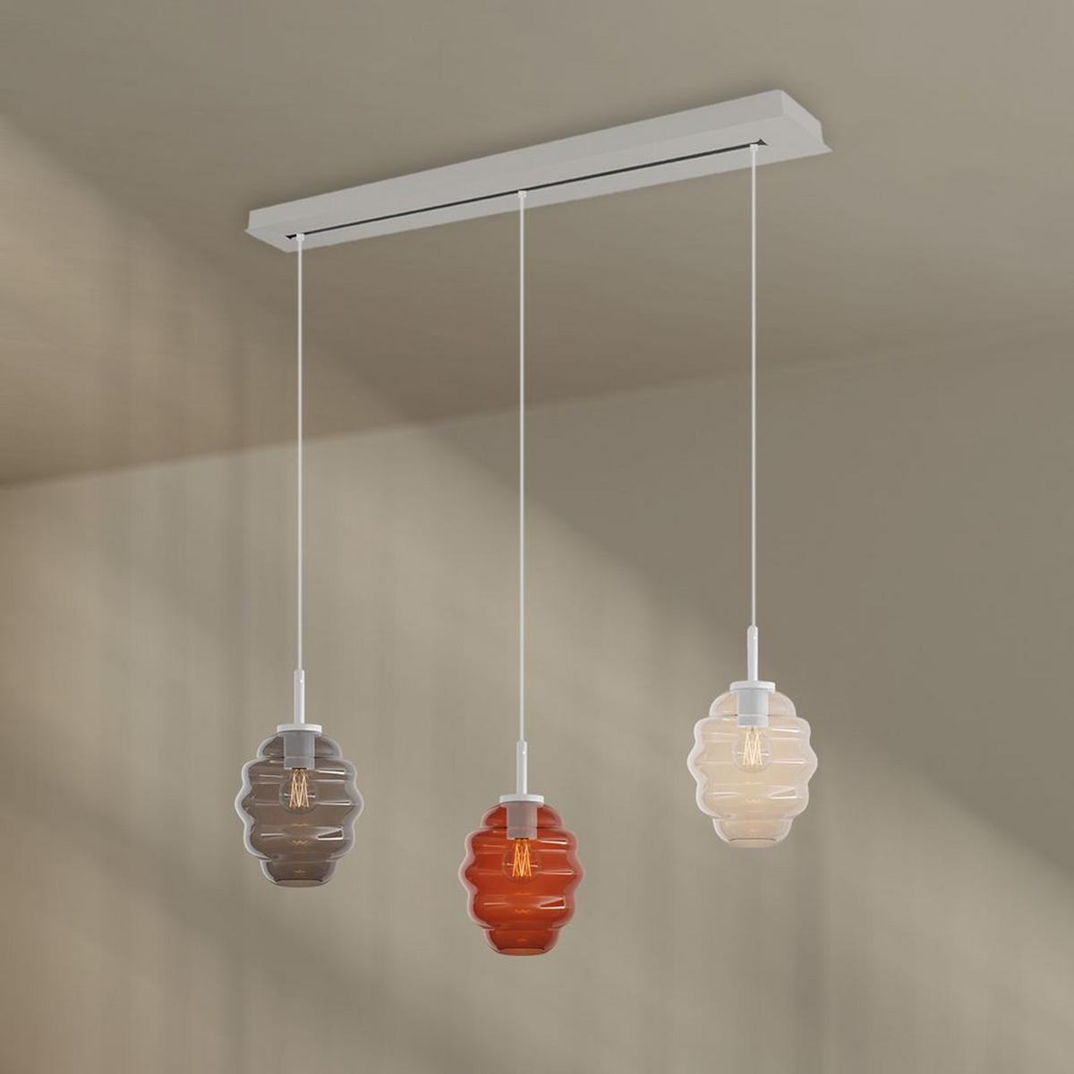 HÄNGELEUCHTE Echos 3-flammig Mehrfarbig Ø 18cm - Multicolor/Schwarz, Glas (18/18/20cm) - s.luce