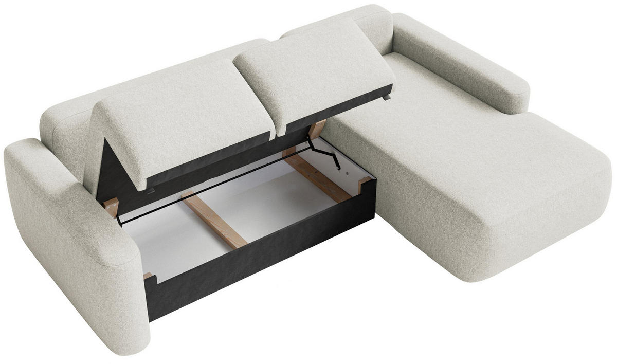ECKSOFA Carnos Mini Creme Chenille - Creme/Schwarz, Kunststoff/Textil (164/238cm) - Selsey