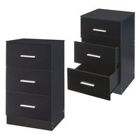 NACHTTISCH-SET 2 TLG. Aurdal - Schwarz Hochglanz, Holzwerkstoff (37/66/34.5cm) - [en.casa]