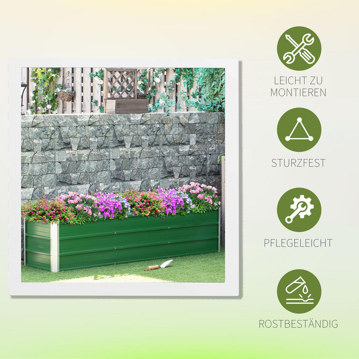 HOCHBEET aus Stahl, Gartenbeet, Pflanzkasten, Blumenkasten, mit Handschuhe, Grün - Grün, Metall (47/40/183cm) - Outsunny