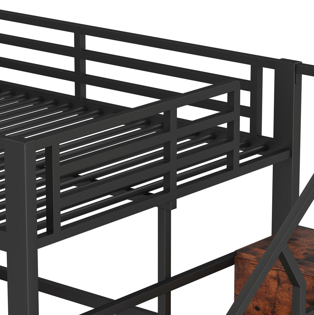 HOCHBETT 140/200 cm, Schwarz mit LED-Lichtleiste, ohne Matratze - Schwarz, Metall (140/200cm) - MIVRAY
