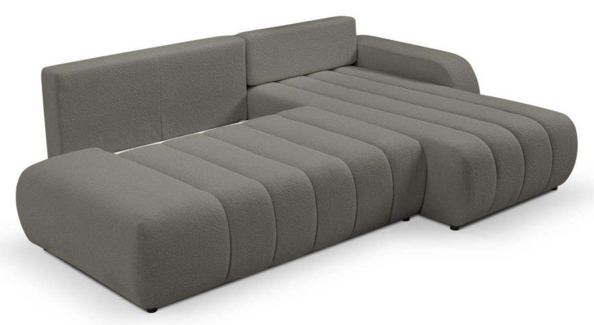 ECKSOFA Grau ALOO Mit Schlaffunktion Rechts Stoff Boucle - Grau, Textil (176/276cm) - Sepro Meble