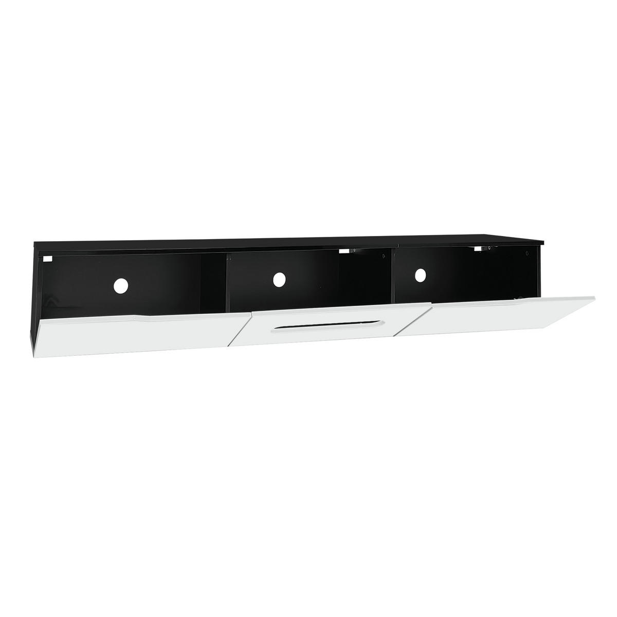 TV-SCHRANK 180cm Hochglanz 16-Farben-LED wandmontierbar Weiß-Schwarz - Weiß, Holz (46/16.5/133cm) - FLIEKS