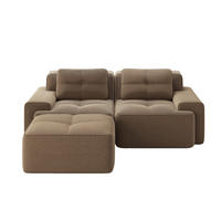 ECKSOFA 204/104/69 cm braun aus Cord mit Tiefsitz, Ottomane und boneless Design - Braun, Textil (177/204cm) - OKWISH