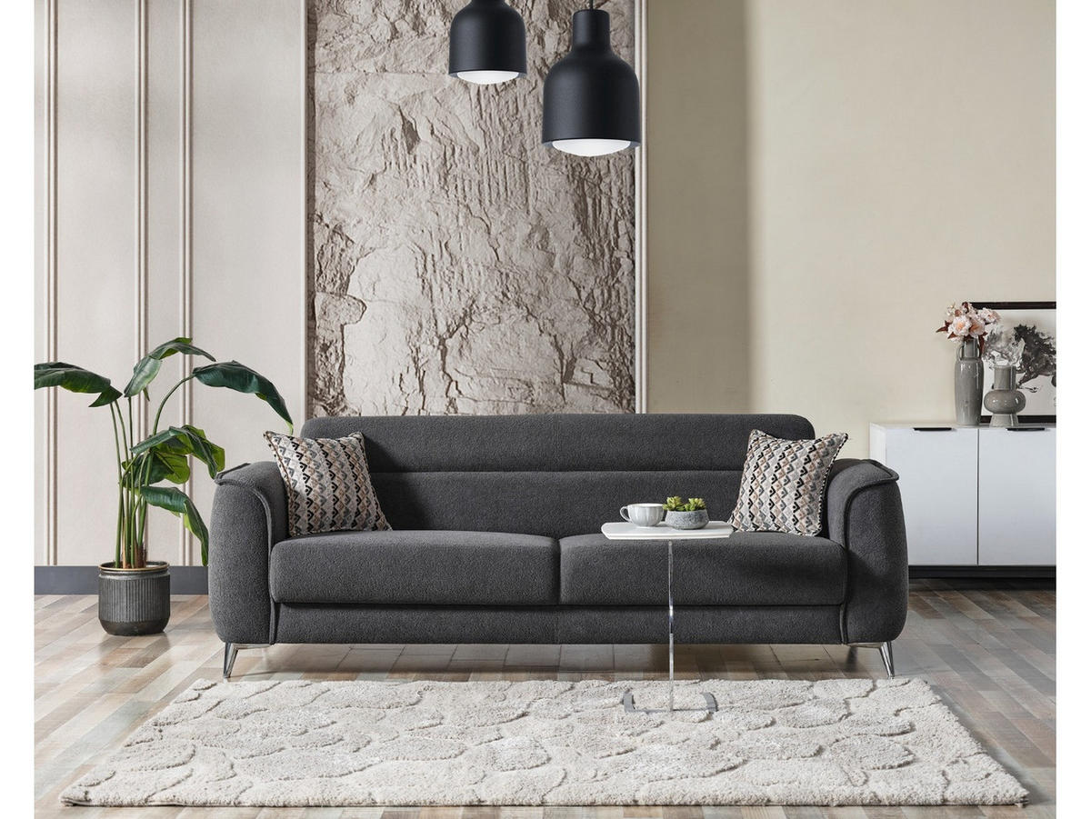 SITZGARNITUR Acapulco, Anthrazit Stellvariante 3+2+1 - Anthrazit, Holzwerkstoff/Kunststoff (237/87/98cm)