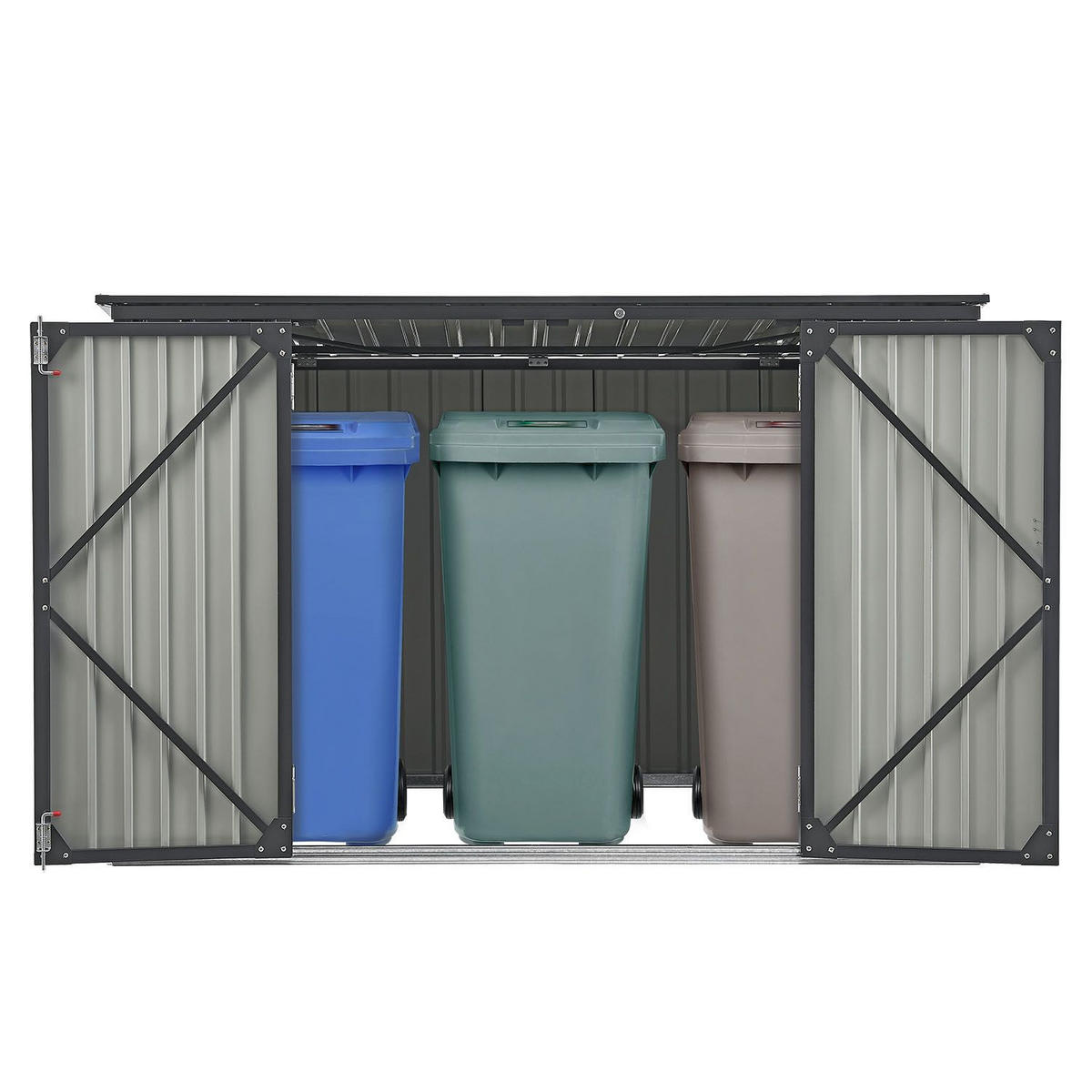 MÜLLTONNENBOX Namur Grau - Anthrazit, Metall (200/128/105cm) - Juskys