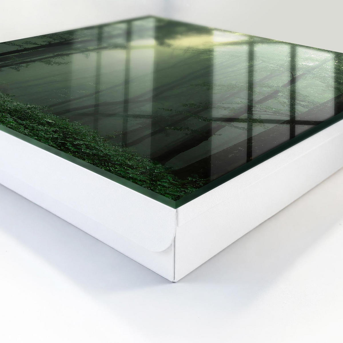 SCHLÜSSELBOX Weiß 30x30 cm – Türöffnung nach rechts - Waldnebel - Grün, Metall (30/30/5cm) - TULUP