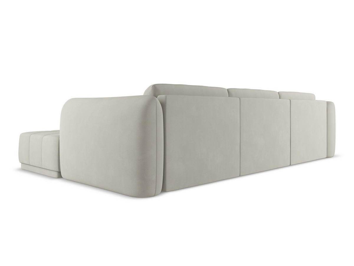ECKSOFA Rechts Chenille Stoff Beige - Beige/Schwarz, Kunststoff/Textil (290/170cm) - Makamii