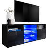 SIDEBOARD TV URBINO Black, Blau LED Beleuchtung - Schwarz, Glas/Holzwerkstoff (140/53/35cm) - Komodee