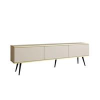 TV-LOWBOARD FORNO (Beige, Goldene Details, 3 Türen, schwarze Metallfüße, 175 cm) - Beige/Schwarz, Holz/Holzwerkstoff (175/53/32cm) - Ravio