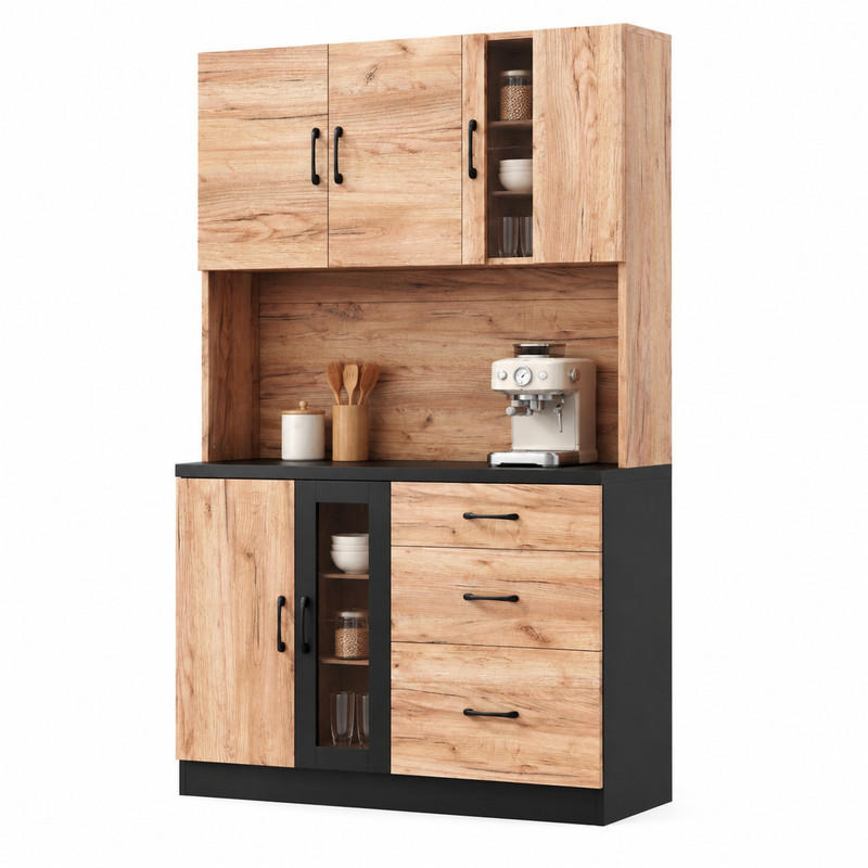 KÜCHENHOCHSCHRANK mit LED und Steckdose 105 x 40 x 180 cm MDF Neutral - Braun, Holzwerkstoff (40/180/105cm) - Meubliv